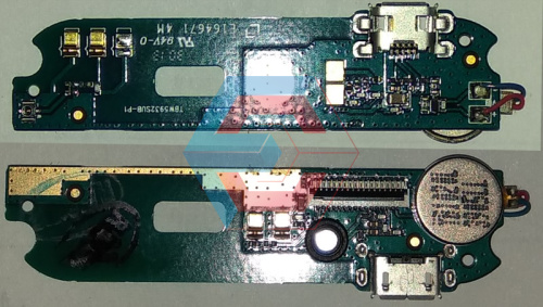 Нижняя плата Fly IQ442Q+конктор зарядки+микрофон+вибро