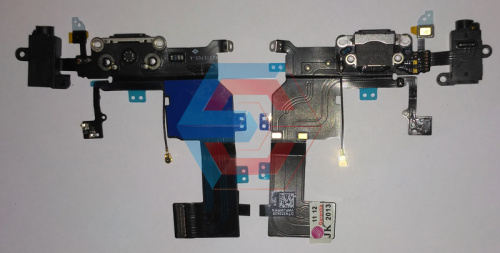 Шлейф зарядки/USB + разьём Hadns Free для iPhone 5c чёрный оригинал (Китай)