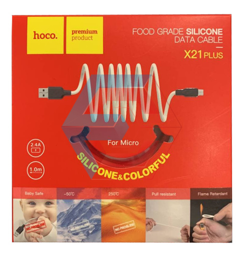 USB-кабель (шнур) Hoco X21 Plus Fluorescent Micro (1m) Червоний