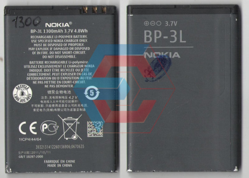 Батарея (аккумулятор) BP-3L Nokia 1300 мАч Б.У Батарея (аккумулятор) BP-3L Nokia 1300 мАч Б.У