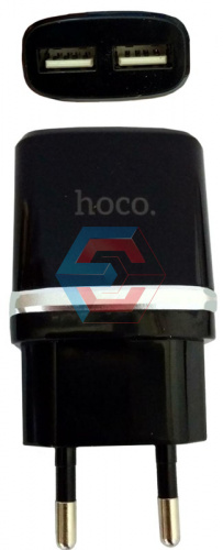 Сетевое зарядное устройство USB Hoco C12 Smart 2USB (2.4A) Черный