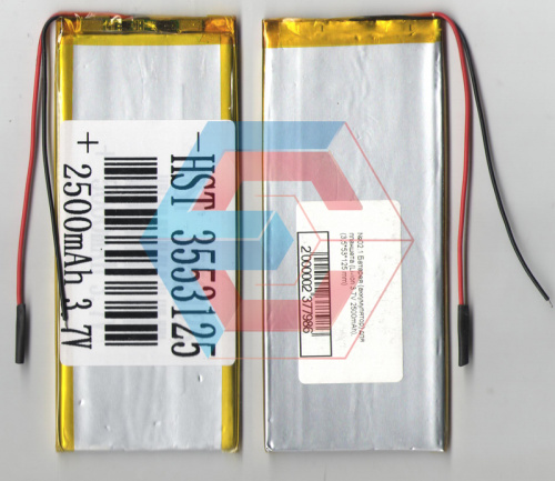 №02.1 Батарея (аккумулятор) для планшета Li-ion 3.7V 2500mAh (3,5*55*133 mm) - размер, ёмкость, состояние, распиновка
