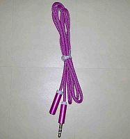 Кабель аудіо 3,5 (папа-мама) 1м тканина (Малиновий)