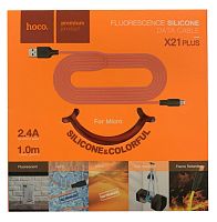 USB-кабель (шнур) Hoco X21 Plus Silicone micro (1m) Чорно-червоний