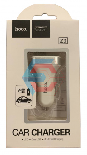 Автомобильное зарядное устройство Hoco Z3 (2USB/ LCD) (3.1 A) Белый