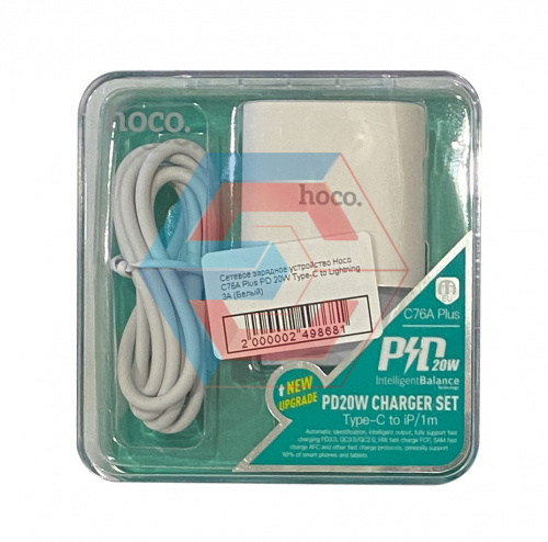 Зарядний пристрій Hoco C76A Plus PD 20W Type-C to Lightning 3A (Білий)