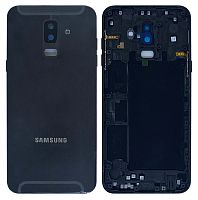 Крышка задняя в сборе с кнопками и шлейфами Samsung A605 Galaxy A6+ (2018) Черная оригинал PRC