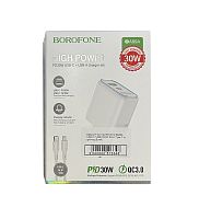Зарядний пристрій Borofone BA89A 1USB-C/1USB PD/QC 30W+Type-C to Lightning (Бiлий)