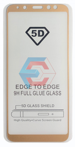 Защитное стекло 5D для Samsung A600 Galaxy A6 (2018) Золотой (Тех пак)