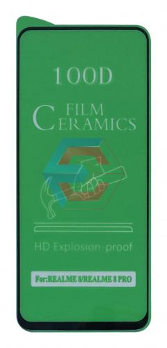 Защитное стекло Film Ceramic для Realme 8/8pro Черное тех. упаковка