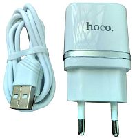 Сетевое зарядное устройство USB Hoco C12 Smart 2USB (2.4A) + micro Белый