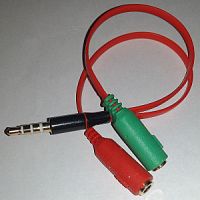 Аудио двойник KY-57 3,5 (папа-2 мама) (3 pin) плоский (Красный)