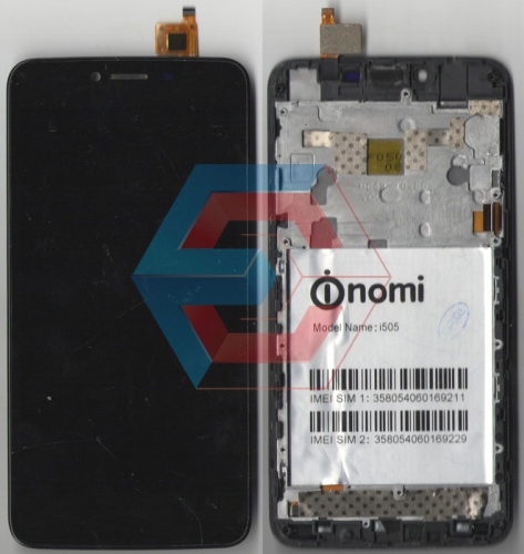 Дисплей + сенсор Nomi i505 Черный,трещина на стекле, некорректно работает сенсор.