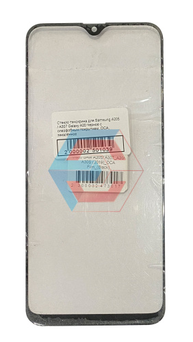 Стекло тачскрина для Samsung A205 / A307 Galaxy A20 Черное с олеофобным покрытием, OCA, закалённое