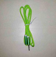 Кабель аудіо 3,5 (папа-мама) 1м тканина (Салатовий)