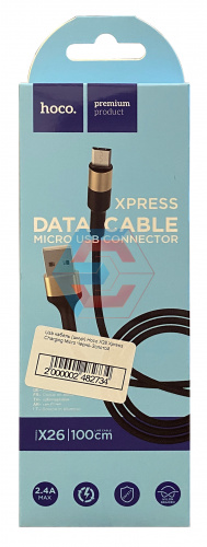 Usb кабель (шнур) Hoco X26 Xpress Charging Micro Черно-Золотой