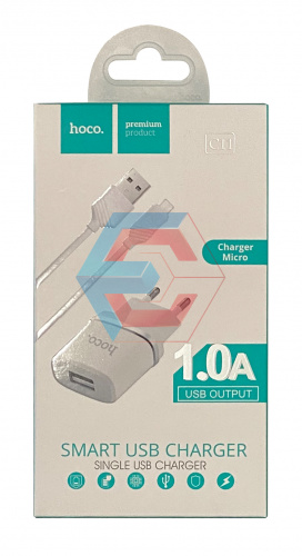Сетевое зарядное устройство USB Hoco C11 (1A) + micro Белый