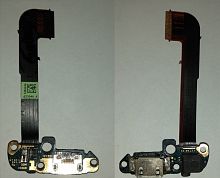 Шлейф HTC One M7 801e, коннектора зарядки, микрофона, с компонентами Б.У