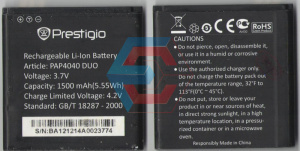 Батарея (аккумулятор) Prestigio PAP4040 1500mAh 4.2V (оригинал 100%) Б.У Батарея (аккумулятор) Prestigio PAP4040 1500mAh 4.2V (оригинал 100%) Б.У