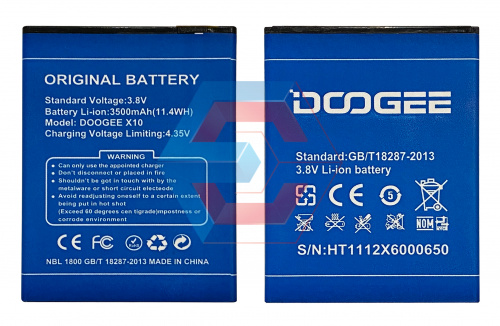 Батарея (аккумулятор) BAT17603360 для Doogee X10 (3.8V 3360 mAh) AAA - ёмкость, состояние, распиновка