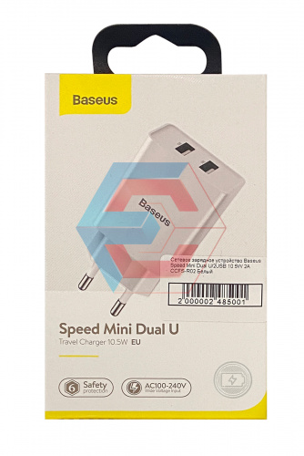 Сетевое зарядное устройство Baseus Speed Mini Dual U/2USB 10.5W 2A  CCFS-R02 Белый