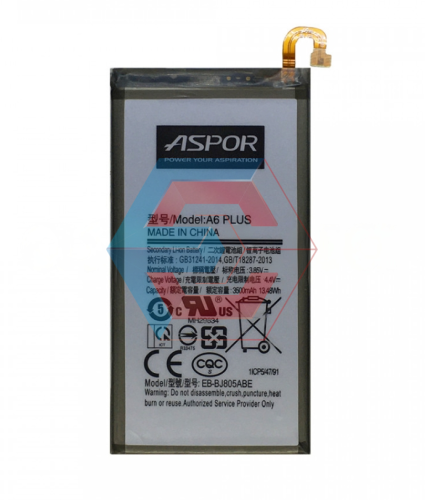 Батарея (акумулятор) EB-BJ805ABE до Samsung A605 Galaxy A6 Plus/ J810 3500 mAh 100% ємність (Aspor) - ёмкость, состояние, распиновка