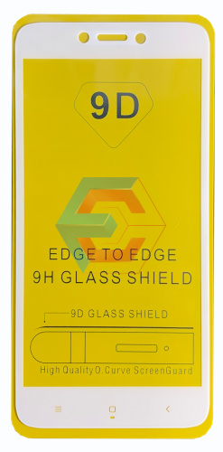 Защитное стекло 9D для Xiaomi Redmi 4X/Redmi 5A/Redmi GO Черн Белый (Тех пак)