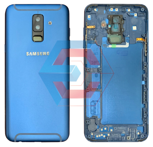 Крышка задняя в сборе с кнопками и шлейфами Samsung A605 Galaxy A6+ (2018) Синяя оригинал PRC