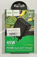Зарядний пристрій Hoco CS62A 2USB-C PD/QC 45W GAN (Чорний)