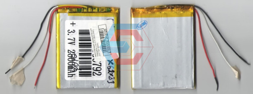 №02.9 Батарея (аккумулятор) для планшета Li-ion 3,7V 2500mAh (4,0*62*83mm) на 3 контакта - размер, ёмкость, состояние, распиновка