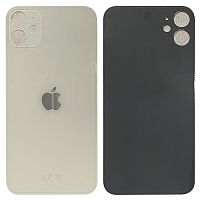 Крышка корпуса для iPhone 12 Белая , (большой вырез под стекло камер (стекло) оригинал PRC