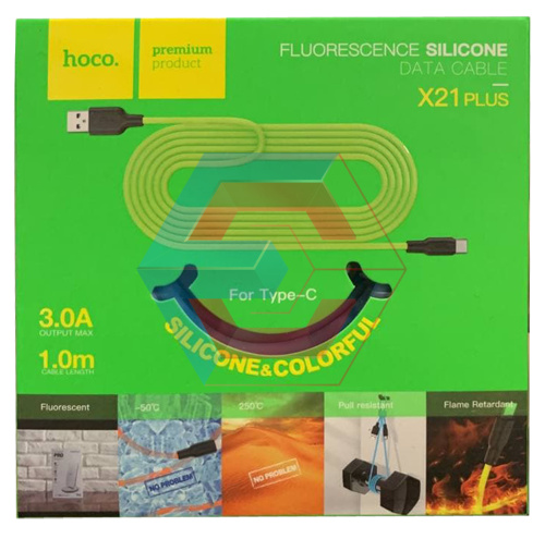 USB-кабель (шнур) Hoco X21 Plus Fluorescent Type-C (1m) Синій