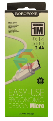 USB-кабель Borofone BX14 micro (1m) Білий USB-кабель Borofone BX14 micro (1m) Білий