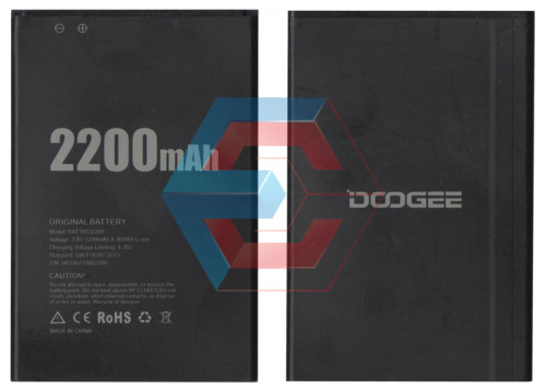 Батарея (аккумулятор) BAT18532200 для Doogee X53 (3.8V 2200mAh) - ёмкость, состояние, распиновка