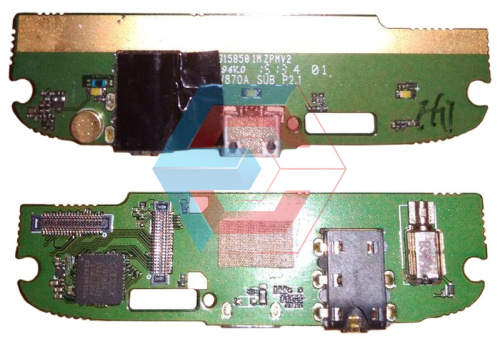 Нижняя плата Fly IQ4411+конктор зарядки+микрофон + вибро (оригинал б.у.)