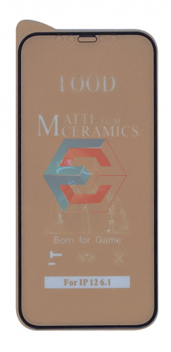 Защитное стекло Film Ceramic Matt для  Apple Iphone 12 / 12 Pro Черное тех. упаковка