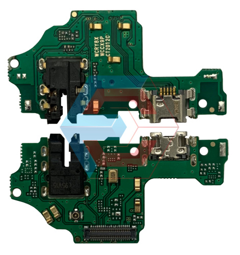 Нижняя плата Huawei Y9 2019 с конектором зарядки + микрофон + компоненты