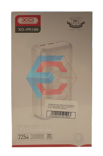 Универсальная мобильная батарея XO PR189 2USB+Type-C QC&PD3.0 22.5W 30000mAh (Белый) Универсальная мобильная батарея XO PR189 2USB+Type-C QC&PD3.0 22.5W 30000mAh (Белый)