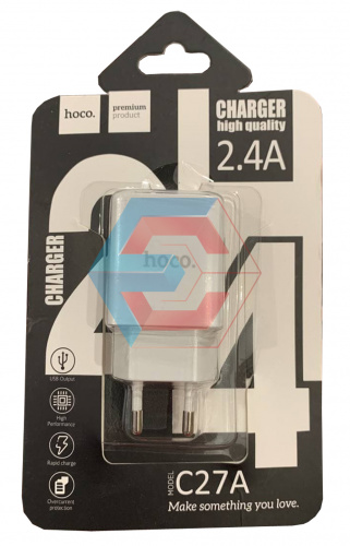 Сетевое зарядное устройство USB Hoco C27A 1USB (2.4A) Белый